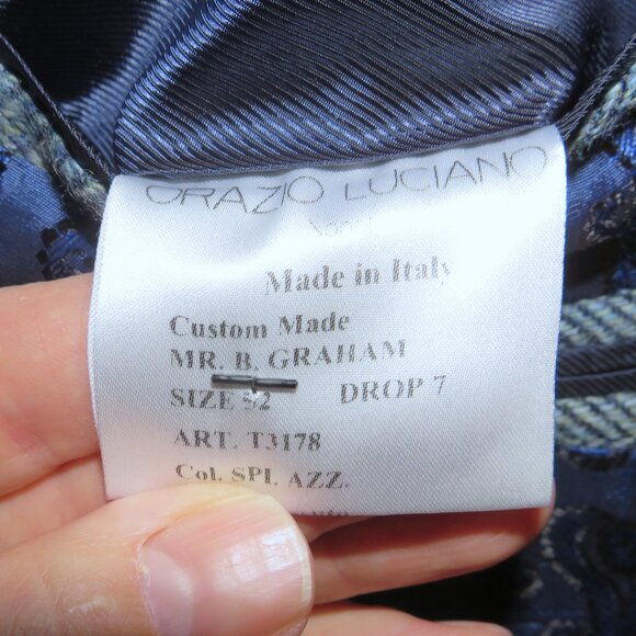 Orazio Luciano Bespoke Pale Bluish Gray Herringbone Tweed Three Piece Suit 42 - Picture 14 of 16